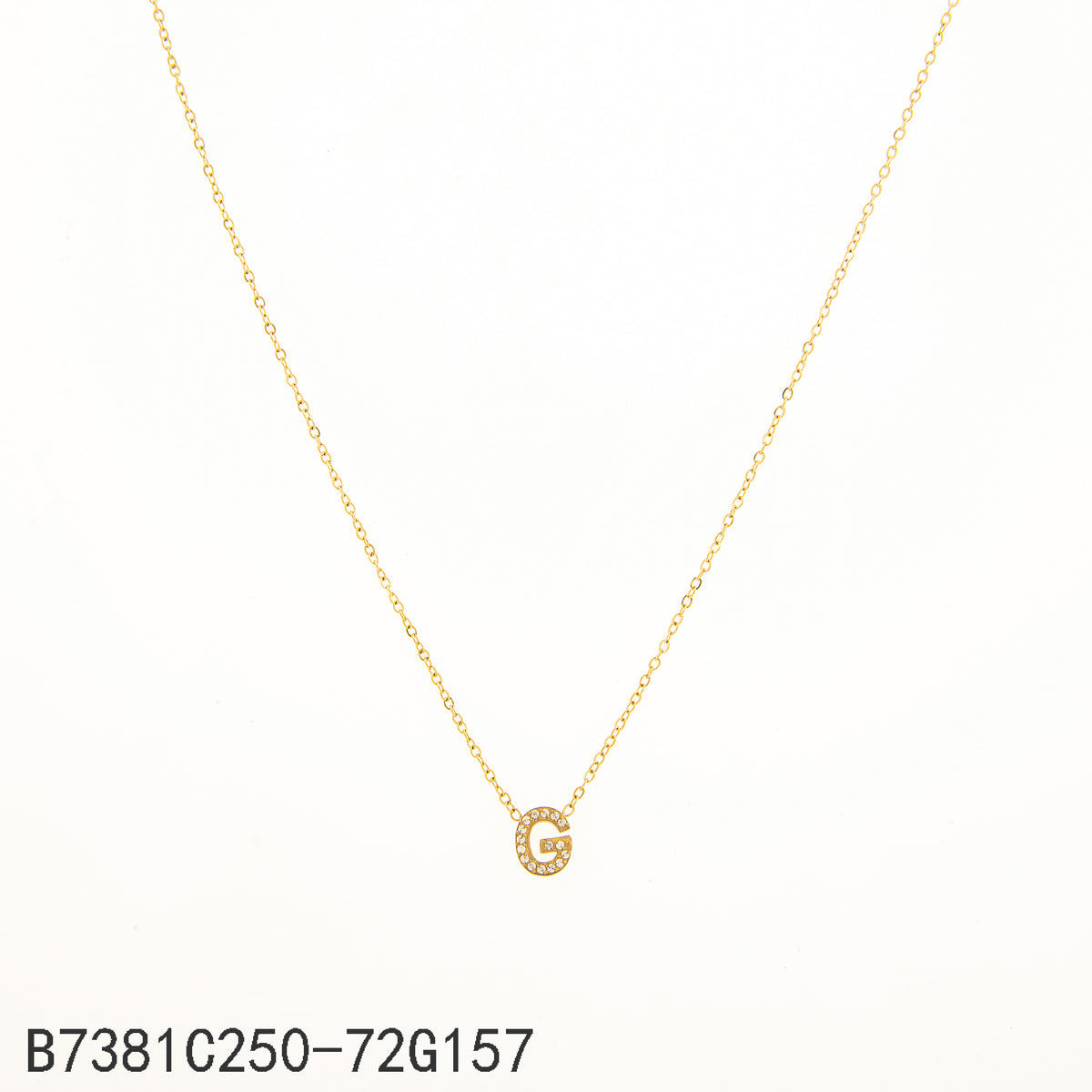 Collar Zirconia blanca Dorado Letra G