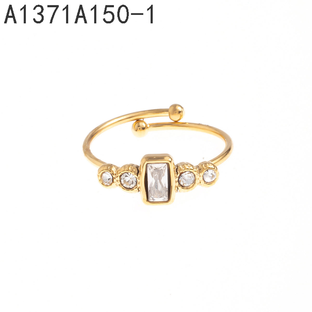 Anillo Zirconia blanca Dorado  17 Milimetros