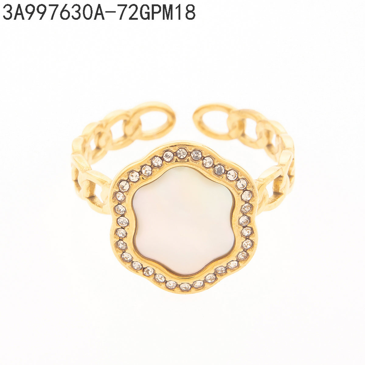 Anillo Zirconia blanca Dorado con Perla  18 Milimetros