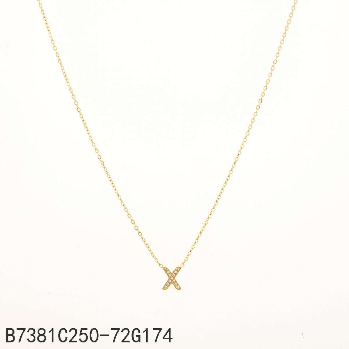 Collar Zirconia blanca Dorado Letra X