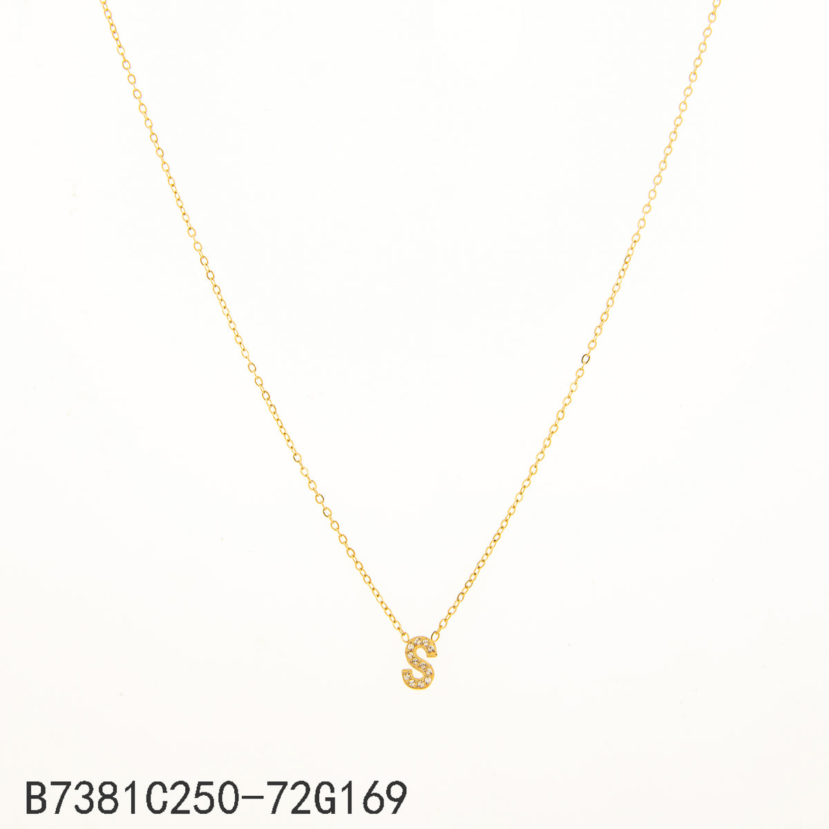 Collar Zirconia blanca Dorado Letra S