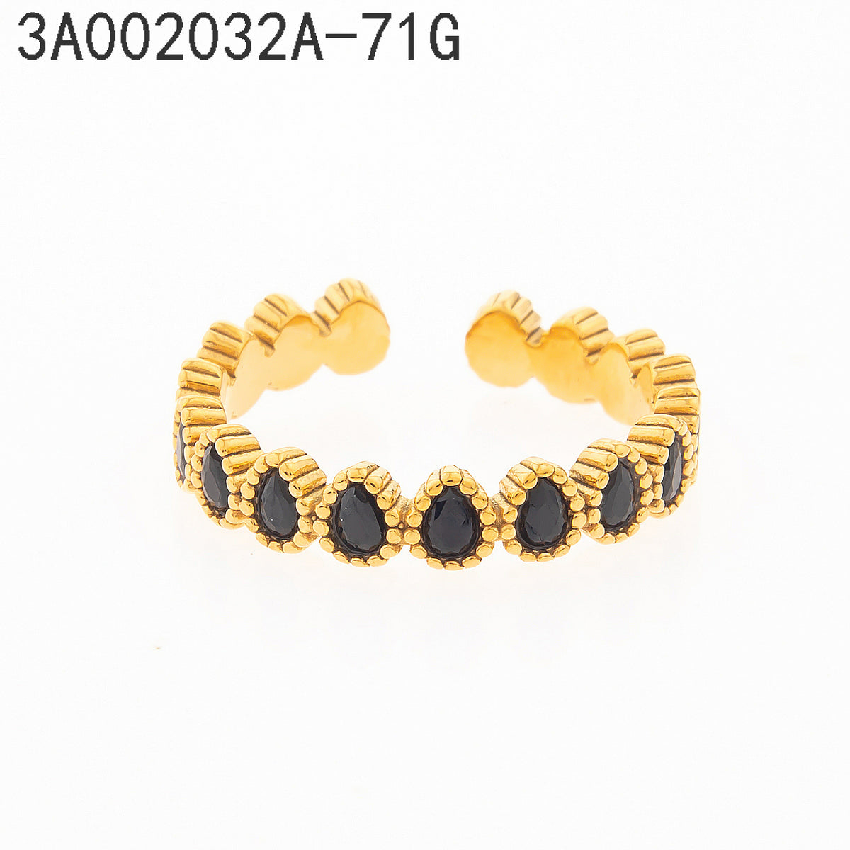Anillo Zirconia negra Dorado