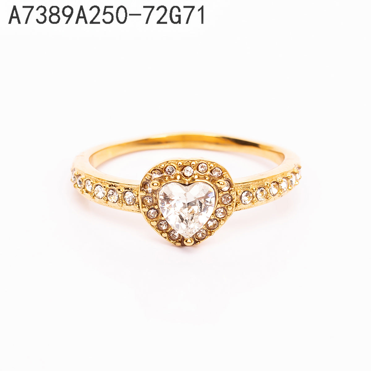 Anillo Zirconia blanca Dorado Corazón