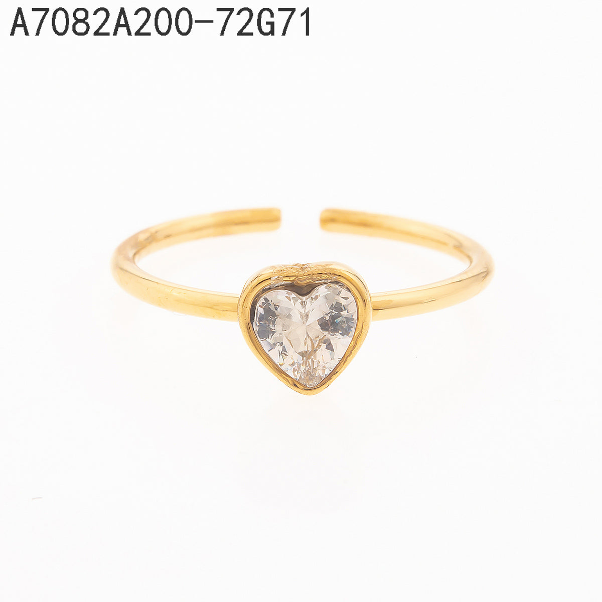 Anillo Zirconia blanca Dorado Corazón