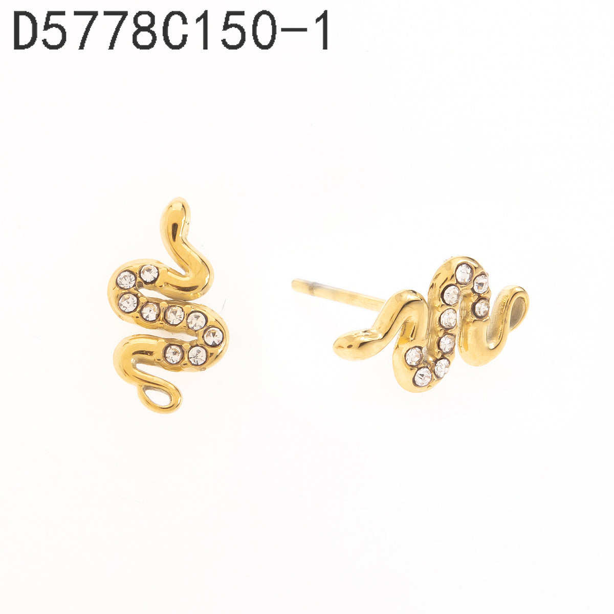 Broqueles Zirconia blanca Dorado Serpiente