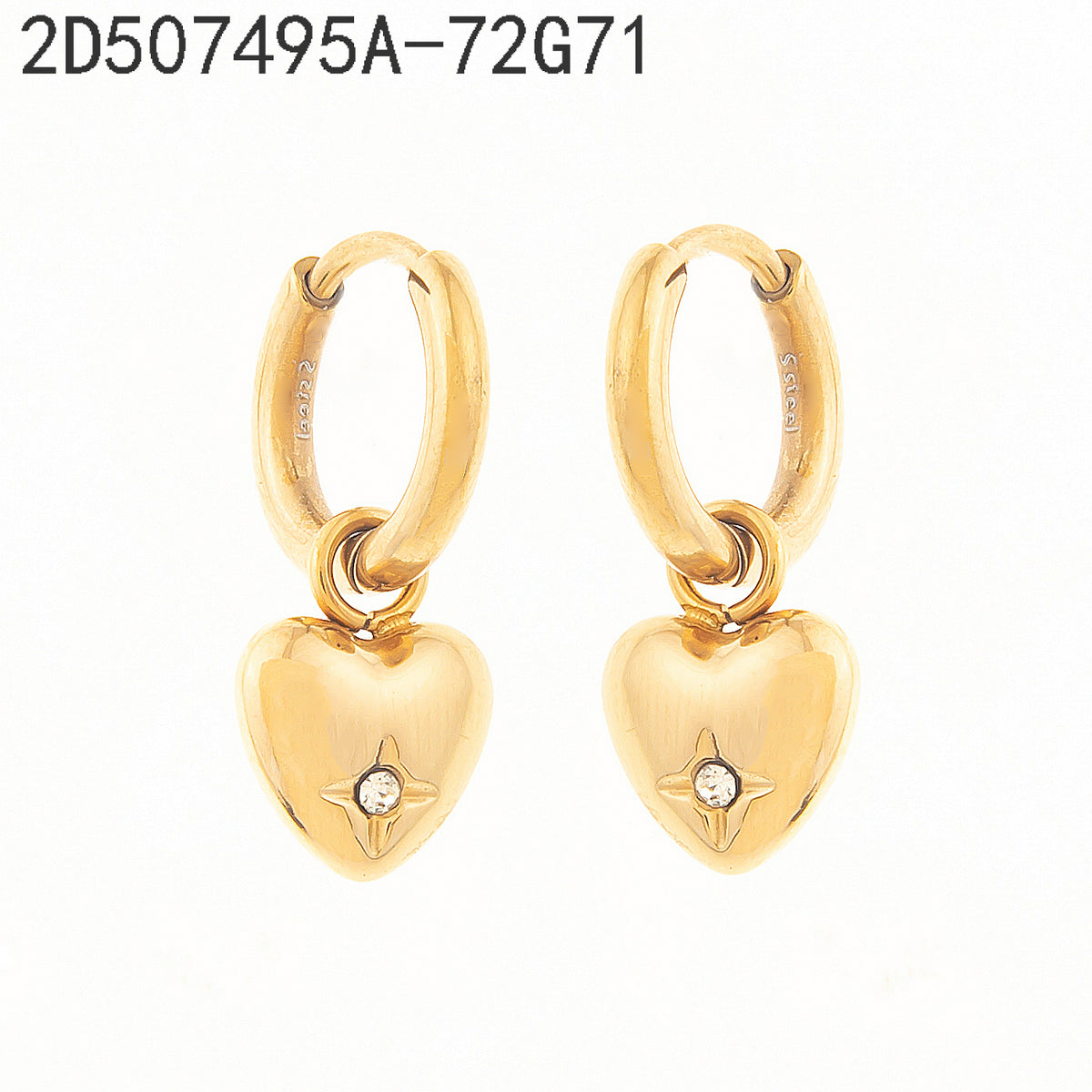 Pendientes Zirconia blanca Dorado Corazón