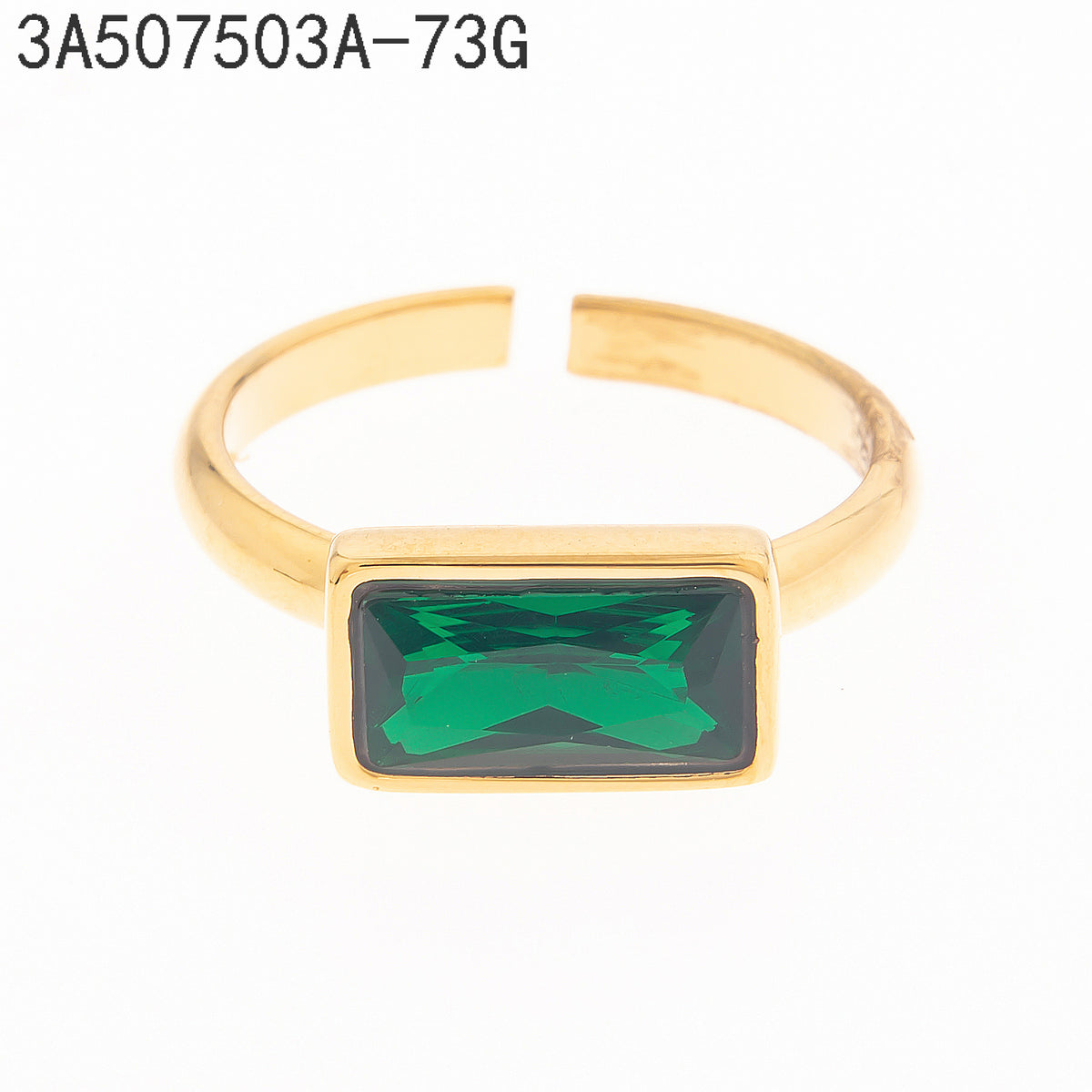 Anillo Zirconia verde Dorado