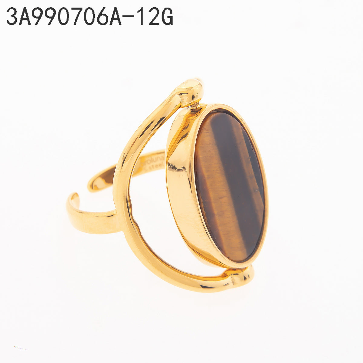 Anillo Ojo de tigre Dorado