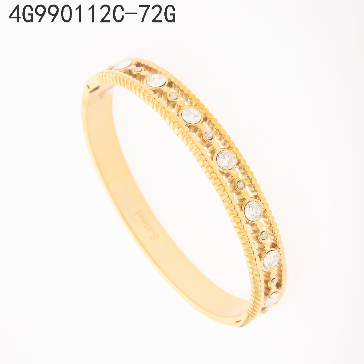 Brazalete Zirconia blanca Dorado