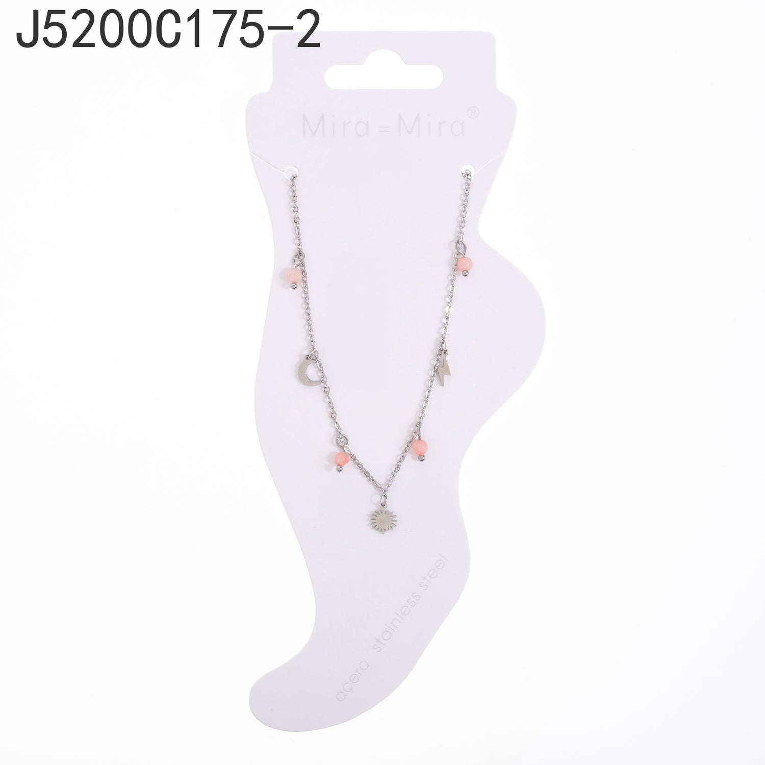 Tobillera de piedra rosa (plata)