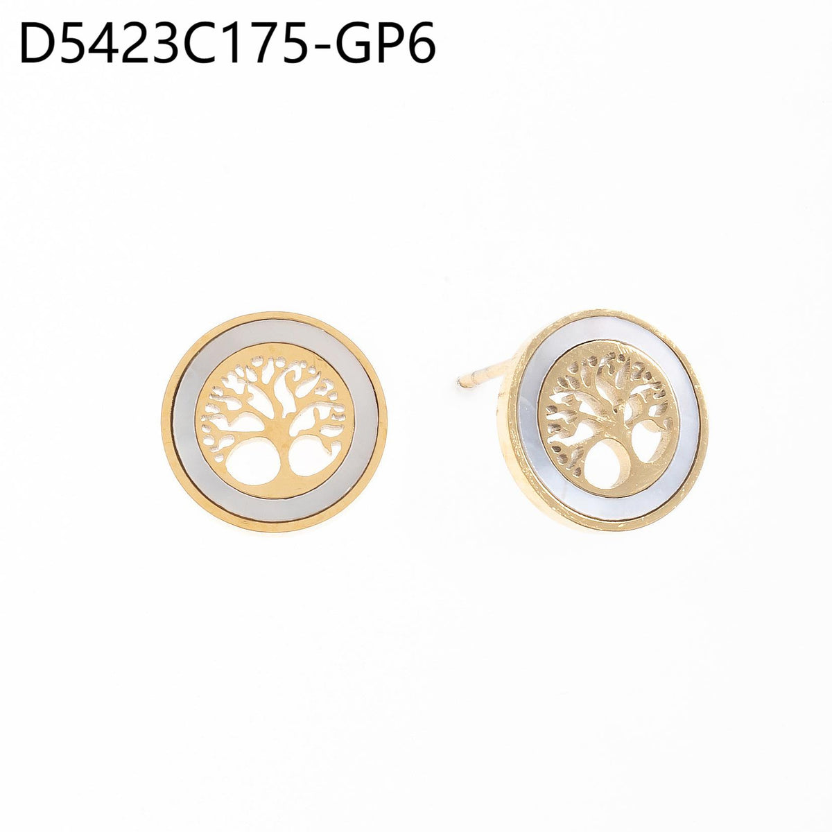 Pendientes  Dorado con Perla Árbol