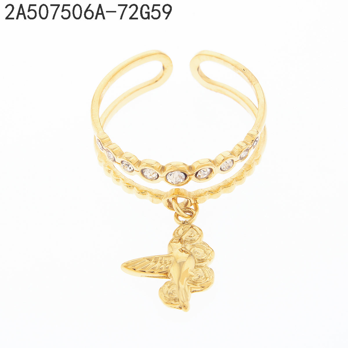 Anillo Zirconia blanca Dorado Concha