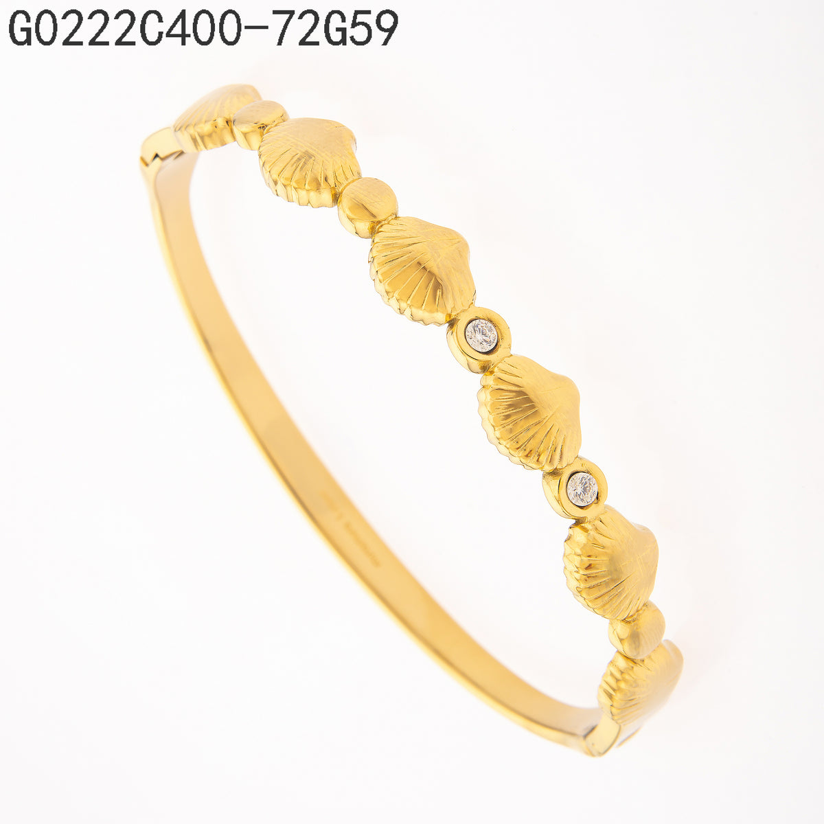 Brazalete Zirconia blanca Dorado Concha