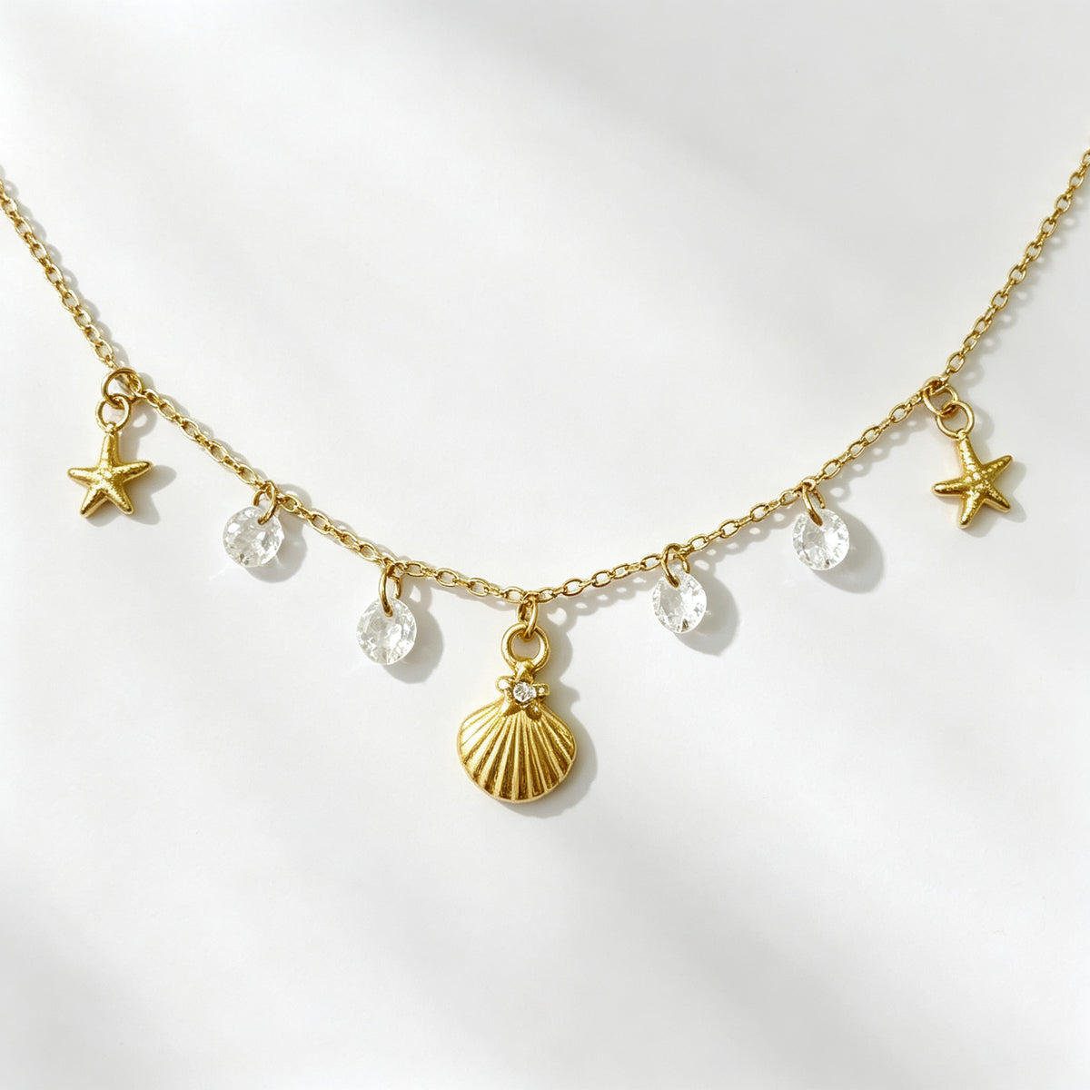 Pulsera Zirconia blanca Dorado Elementos del mar