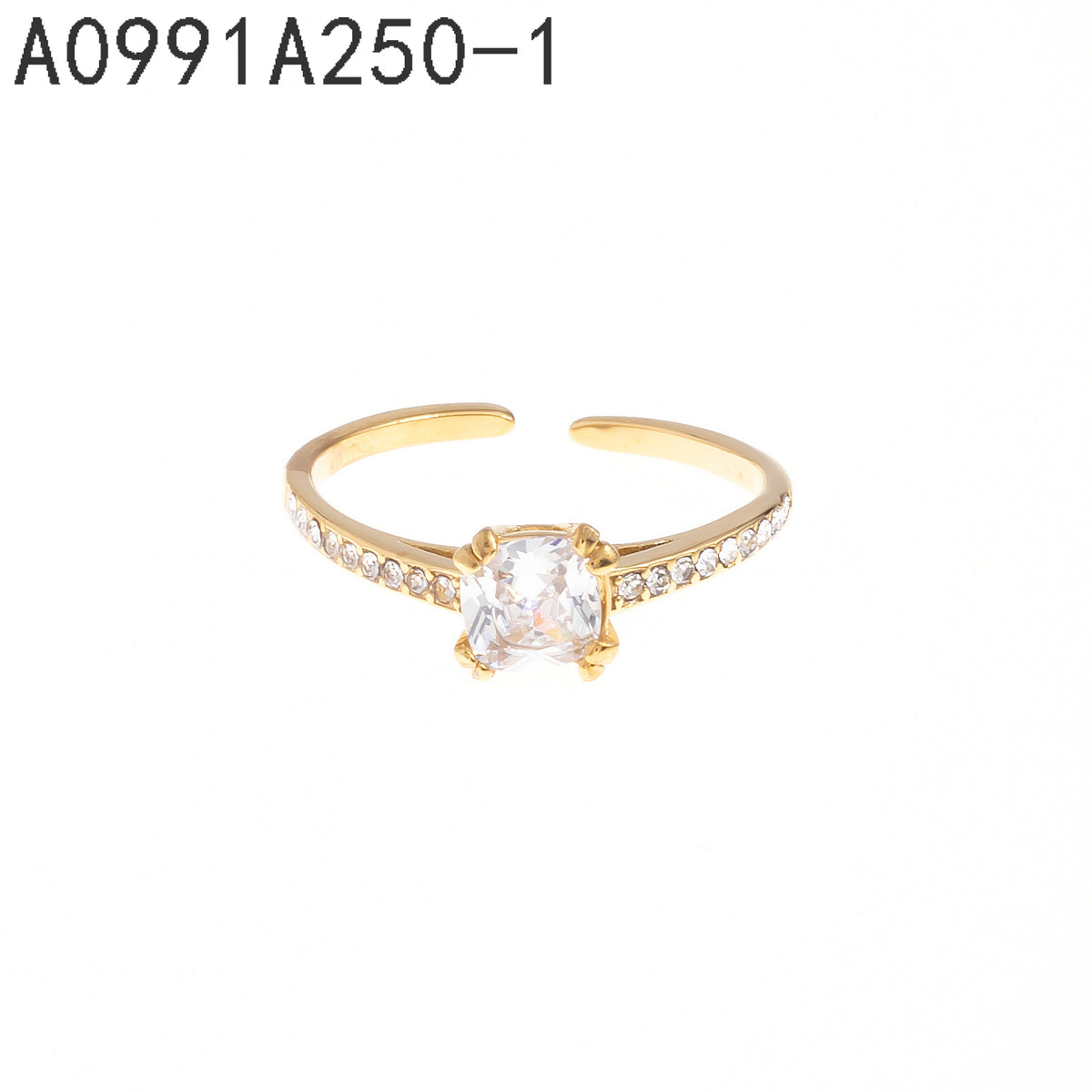 Anillo Zirconia blanca Dorado