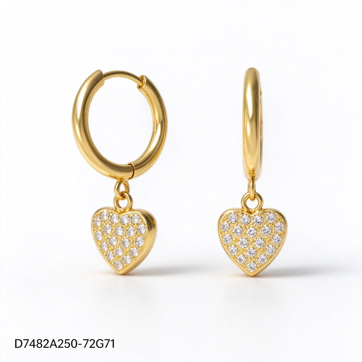 Pendientes Zirconia blanca Dorado Corazón