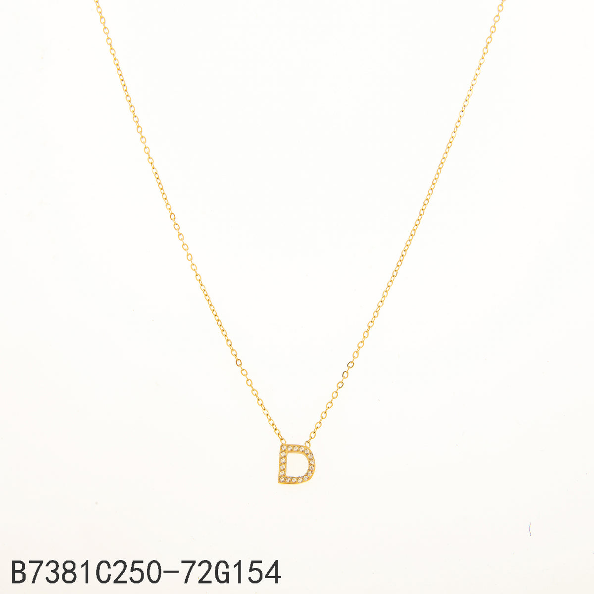 Collar Zirconia blanca Dorado Letra D