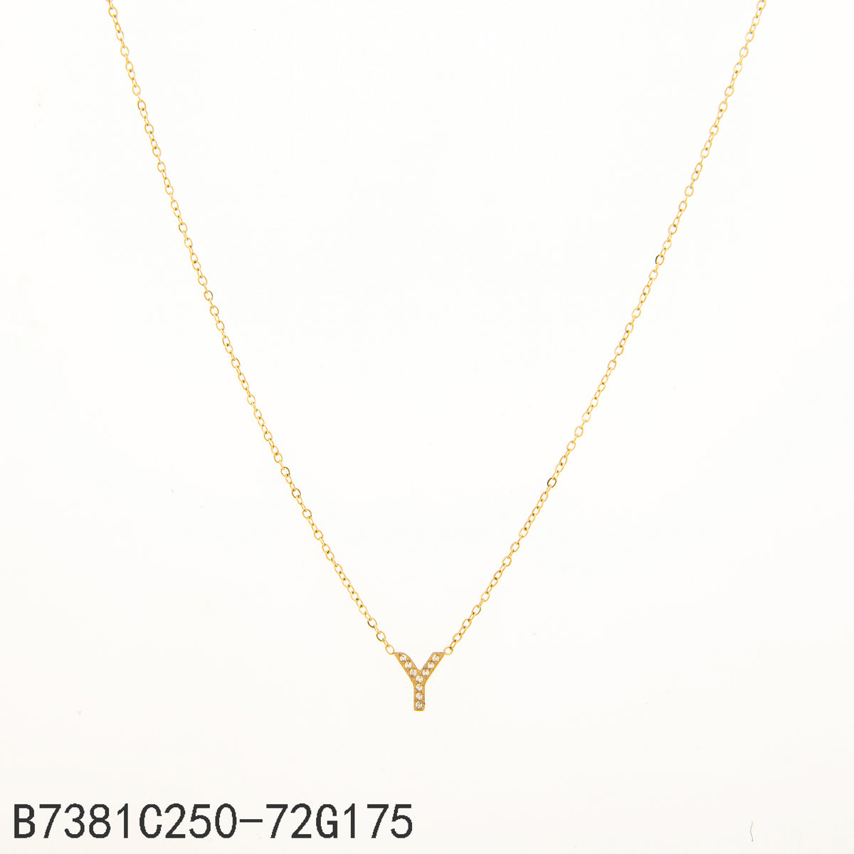 Collar Zirconia blanca Dorado Letra Y