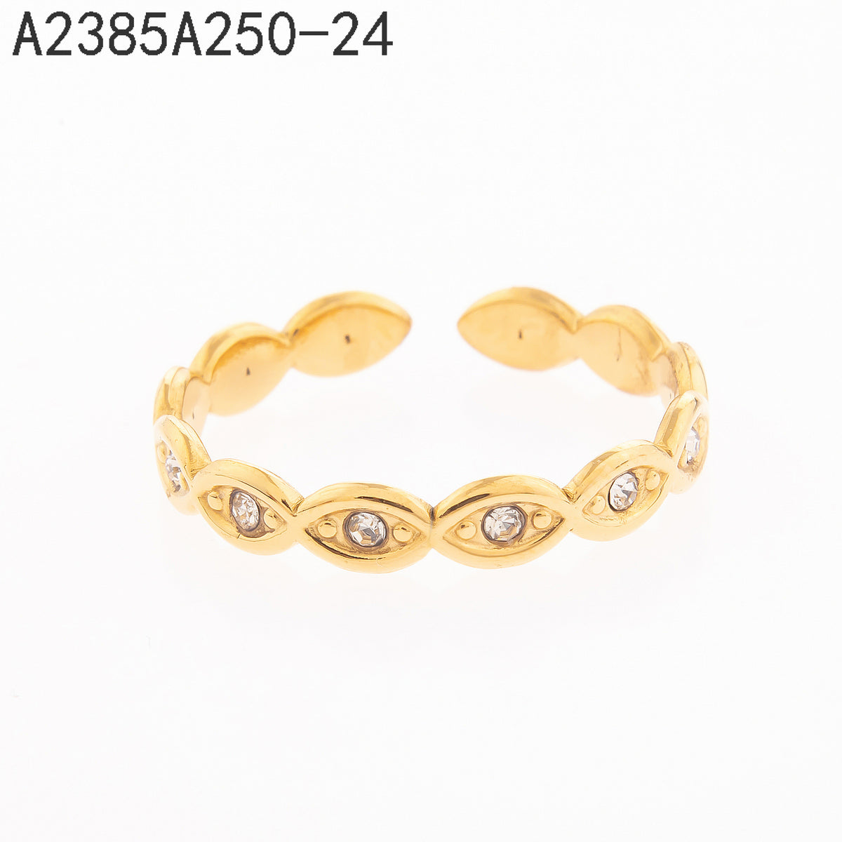 Anillo Zirconia blanca Dorado Ojo