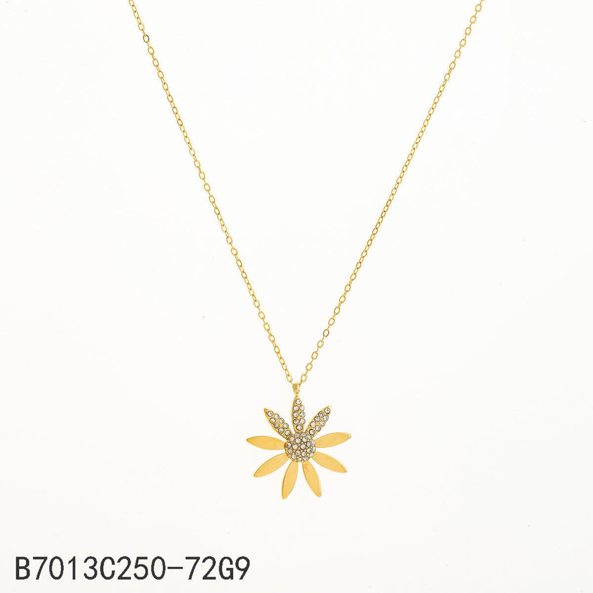 Collar Zirconia blanca Dorado Flores y plantas