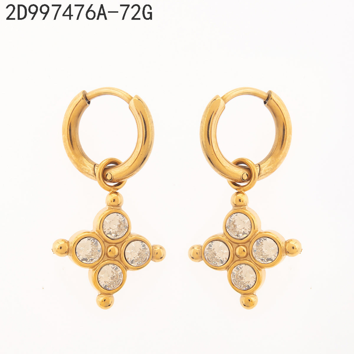 Pendientes Zirconia blanca Dorado