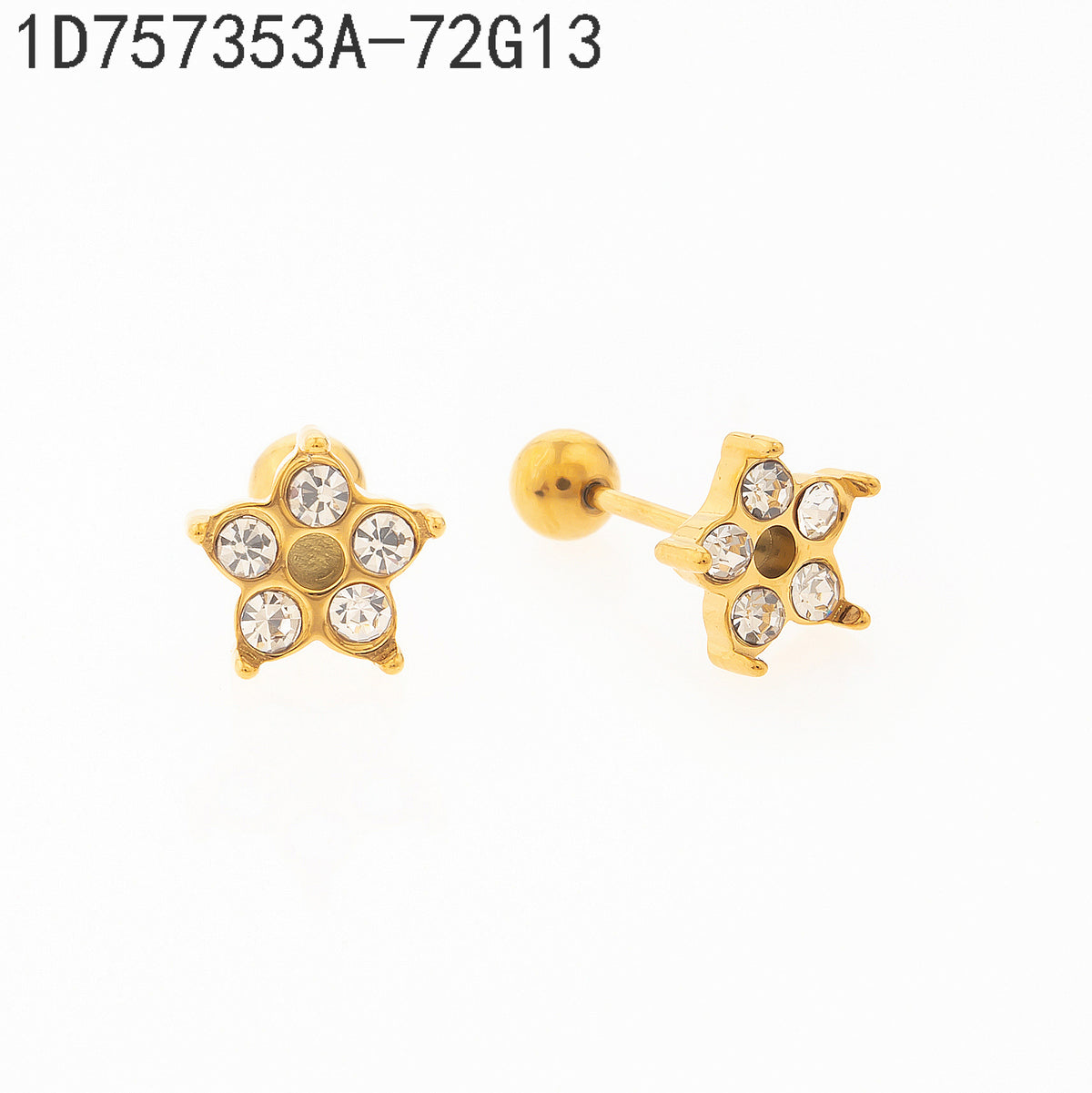 Pendientes Zirconia blanca Dorado Estrella