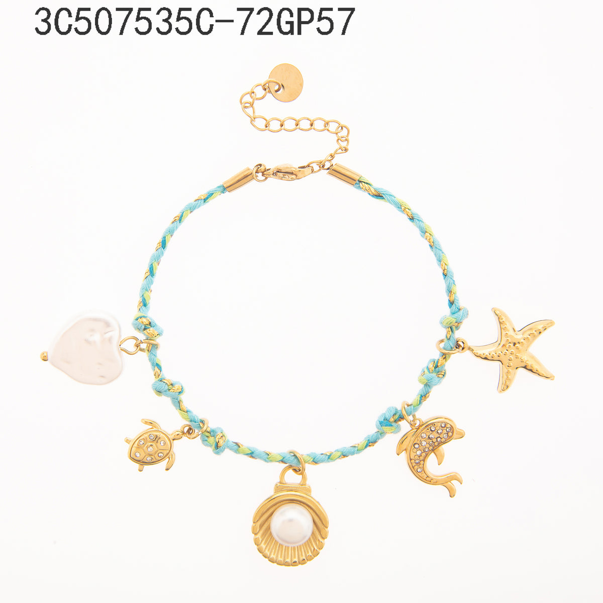 Pulsera Zirconia blanca Dorado con Perla Elementos del mar