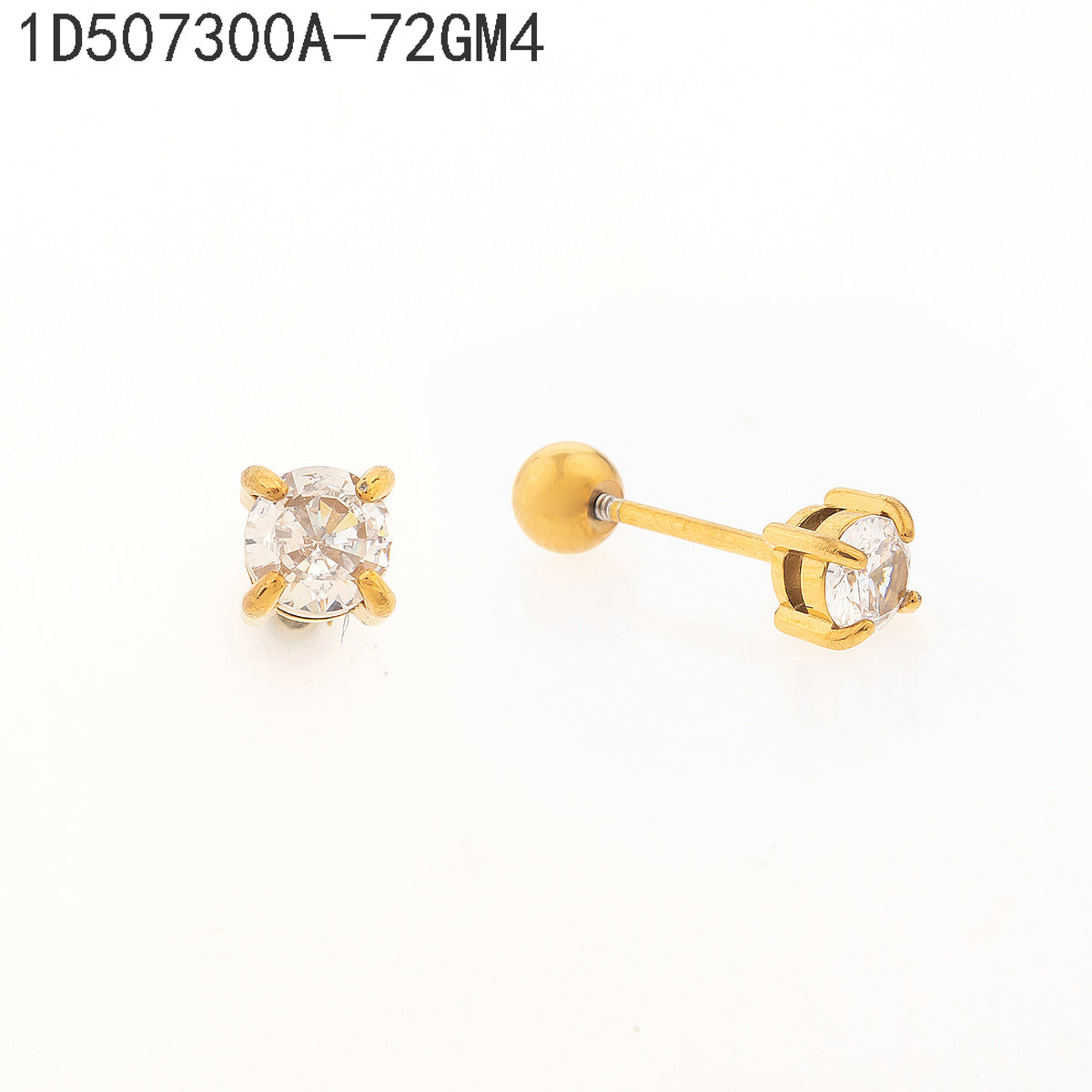 Pendientes Zirconia blanca Dorado  4 Milimetros