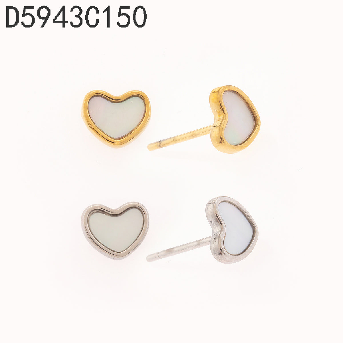 Broqueles  Dorado con Perla Corazón