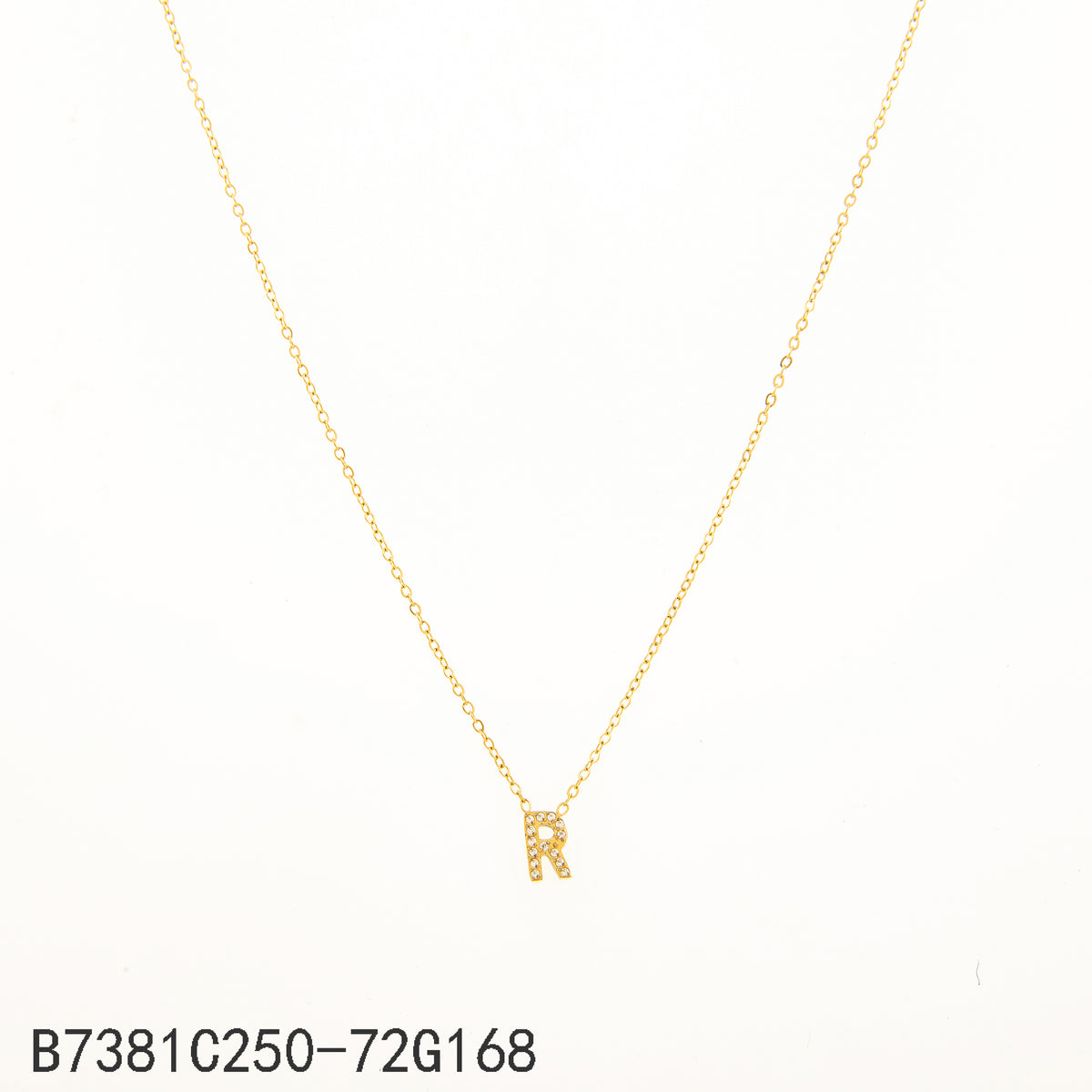 Collar Zirconia blanca Dorado Letra R