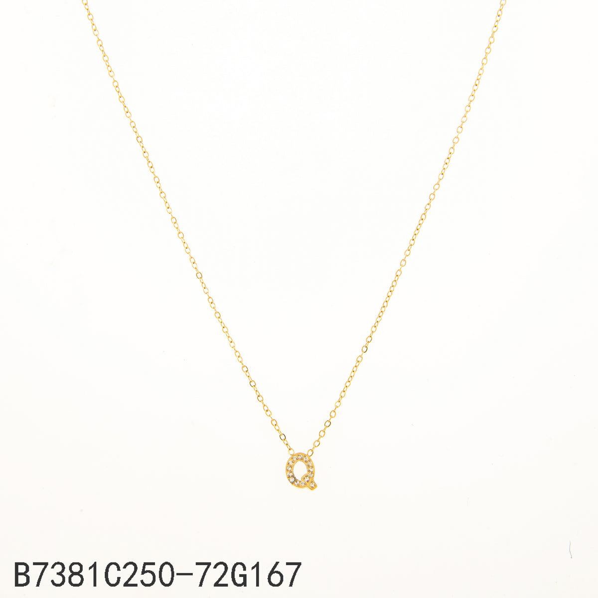 Collar Zirconia blanca Dorado Letra Q