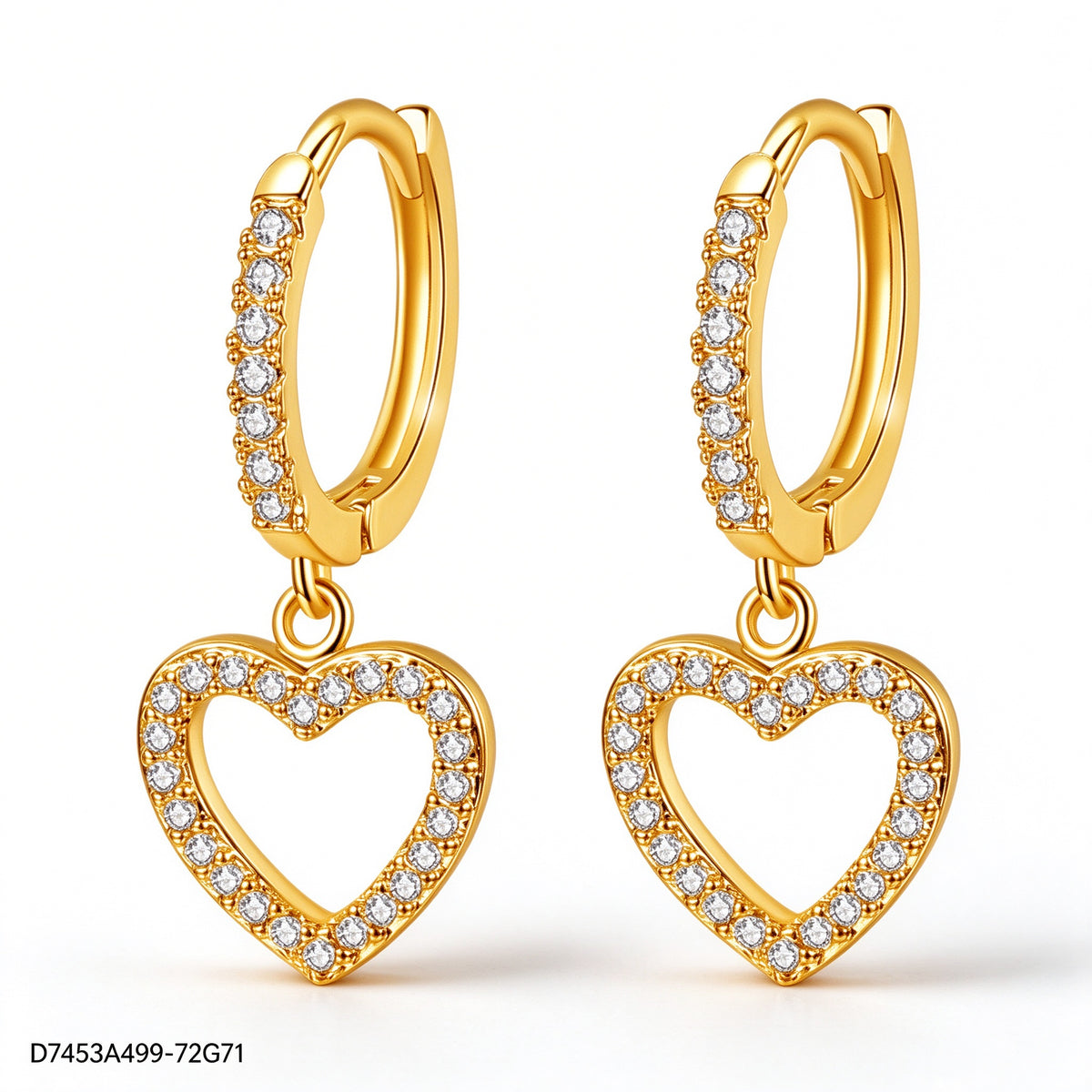 Pendientes Zirconia blanca Dorado Corazón