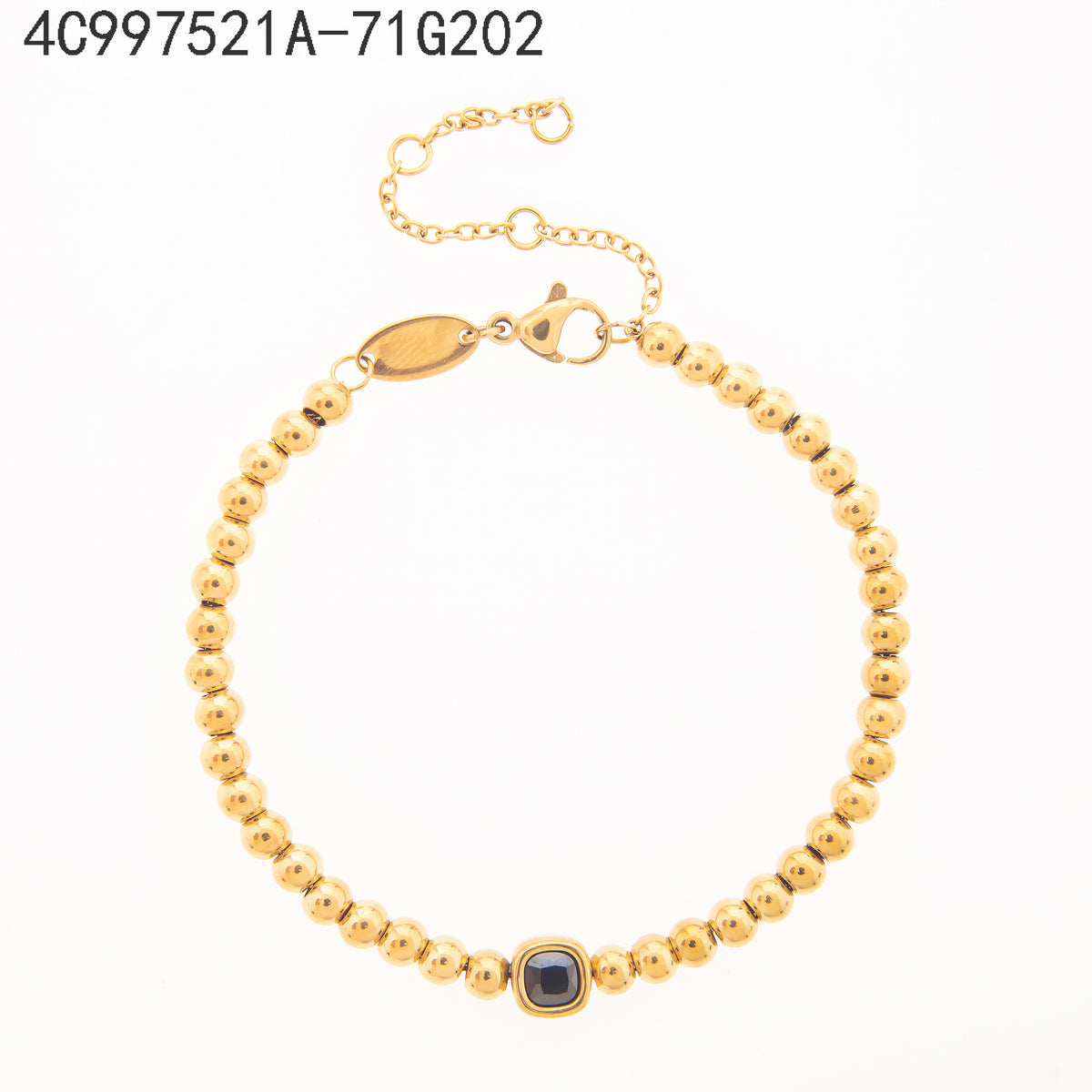 Pulsera Zirconia negra Dorado Cuadrado