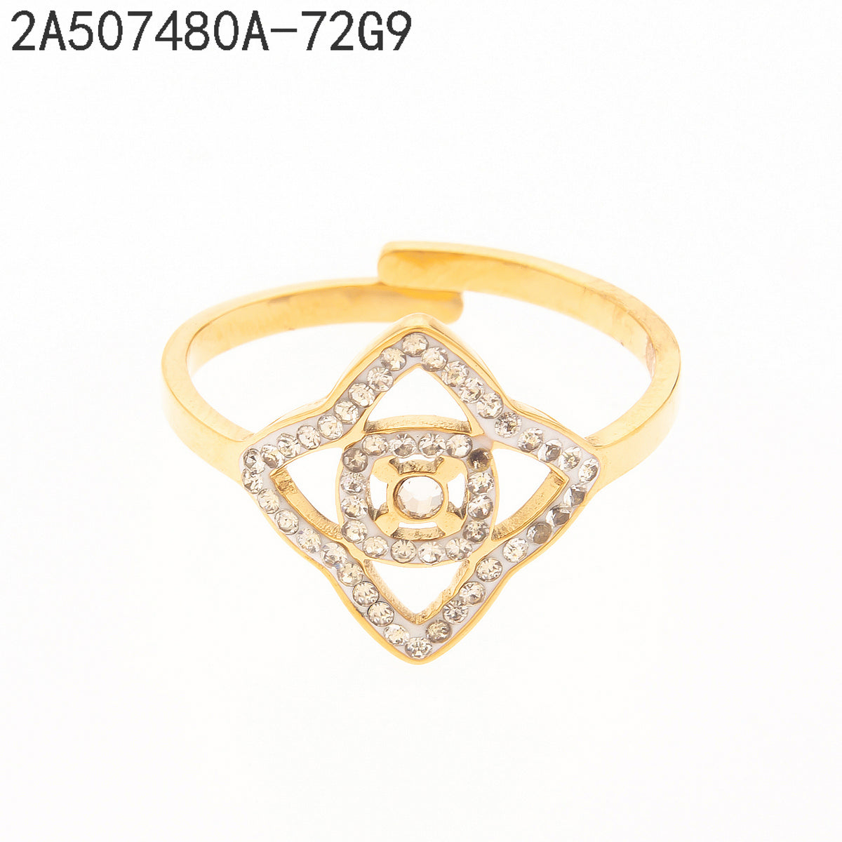 Anillo Zirconia blanca Dorado Flores y plantas