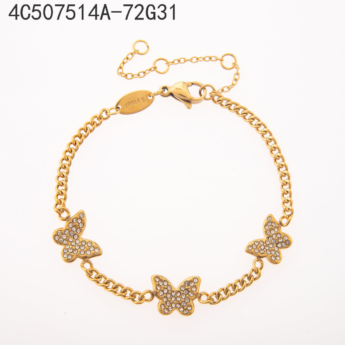 Pulsera Zirconia blanca Dorado Mariposa
