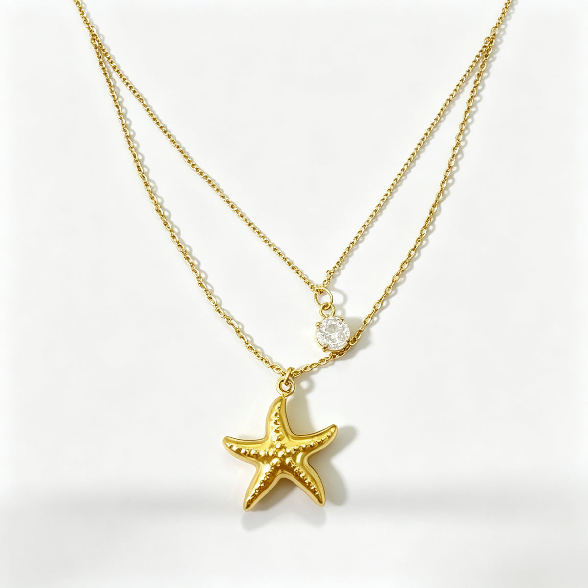 Collar Zirconia blanca Dorado Estrella de mar
