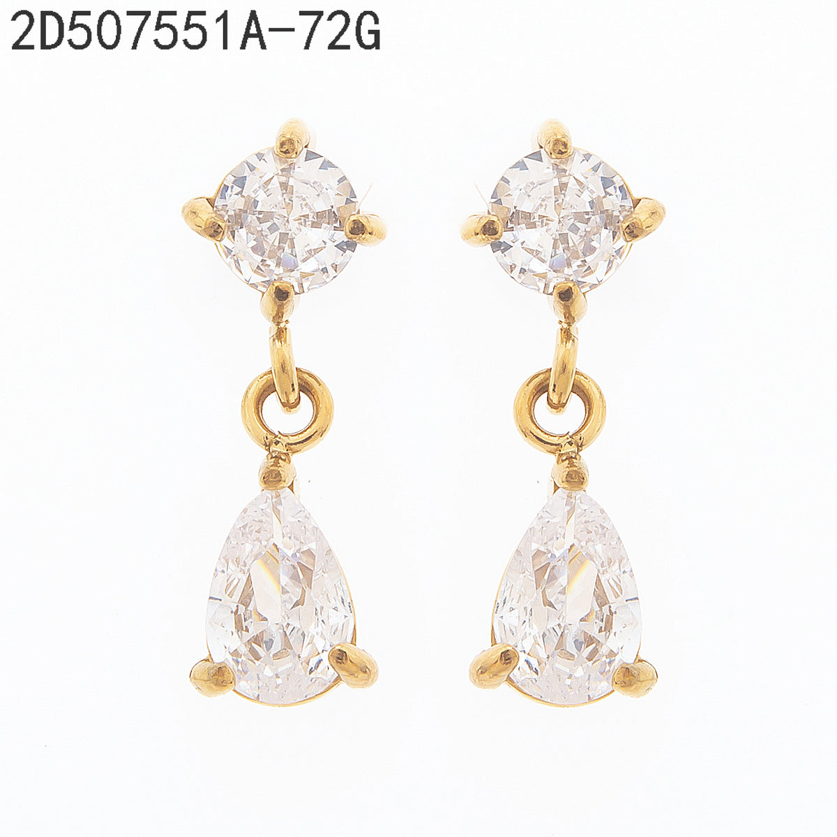 Pendientes Zirconia blanca Dorado