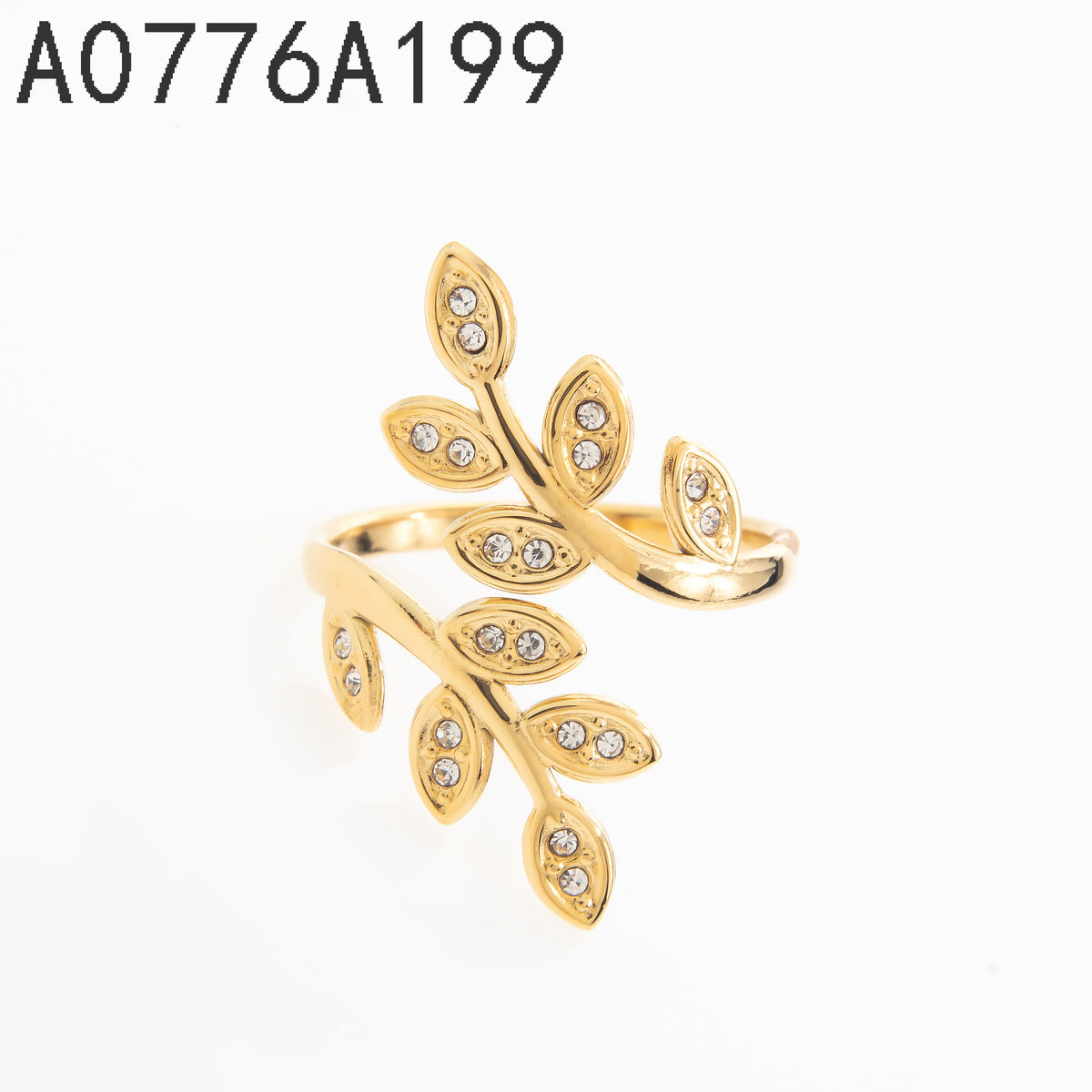 Anillo Zirconia Multicolor Dorado Hoja