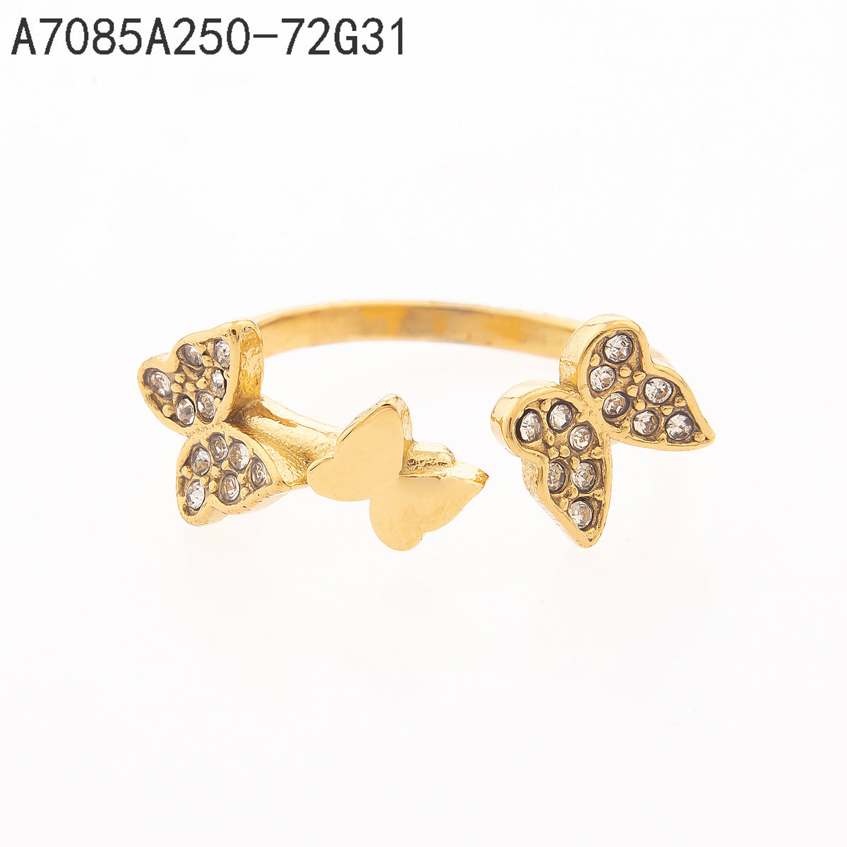 Anillo Zirconia blanca Dorado Mariposa
