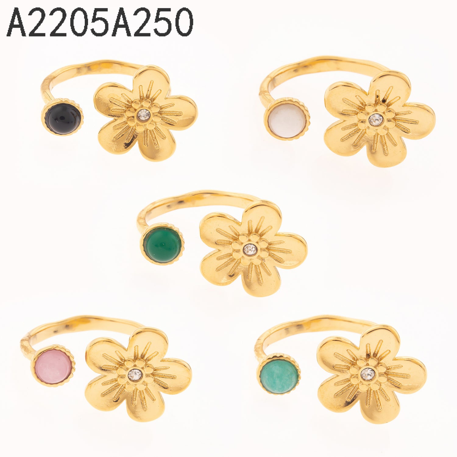 Anillo de piedra blanca Oro Grueso 14K