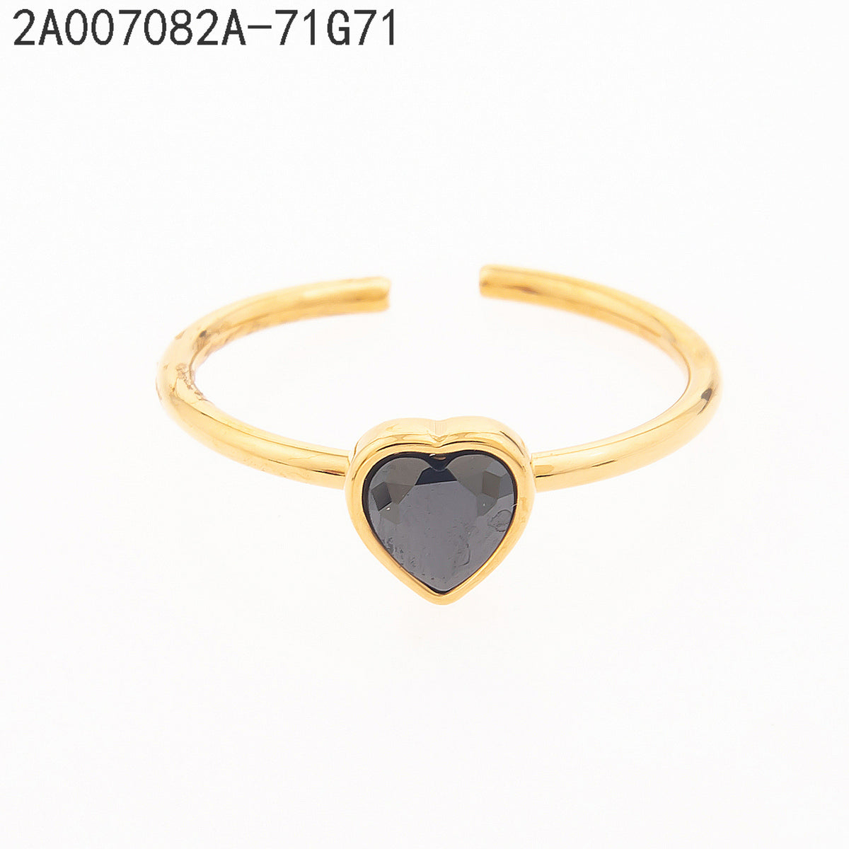 Anillo Zirconia negra Dorado Corazón