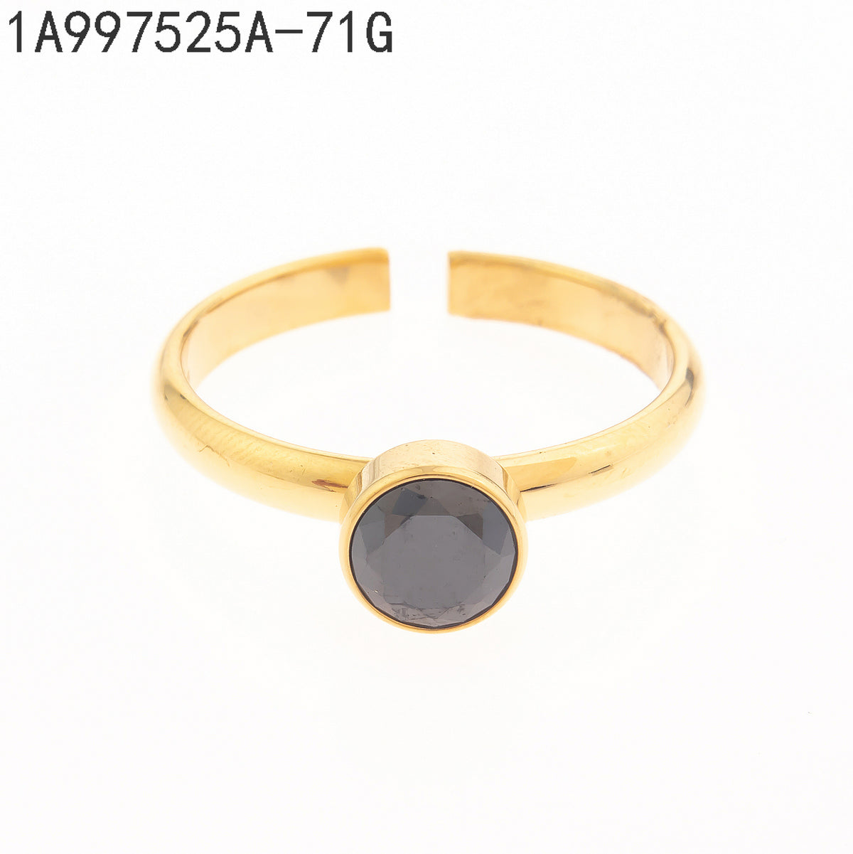 Anillo Zirconia negra Dorado