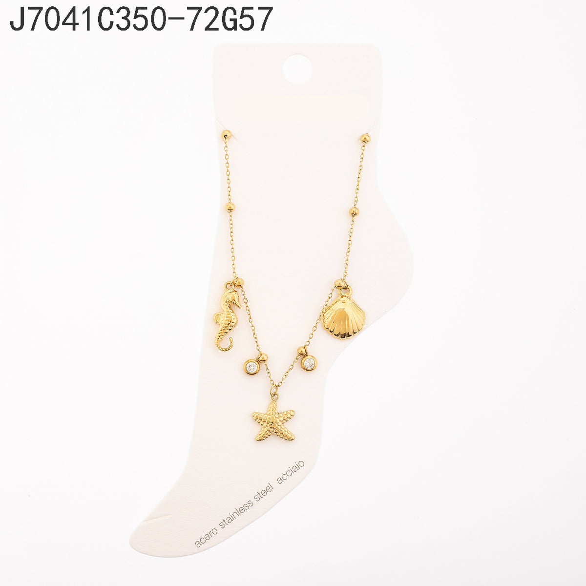 Tobillera Zirconia blanca Dorado Elementos del mar