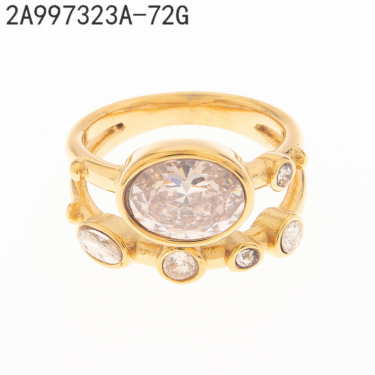 Anillo Zirconia blanca Dorado