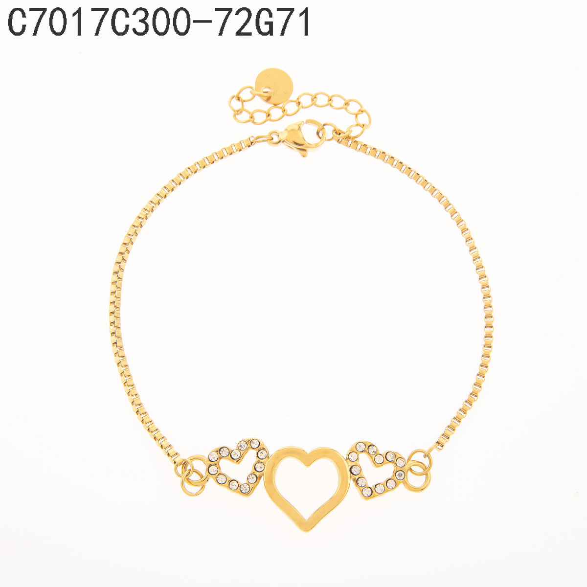 Pulsera Zirconia blanca Dorado Corazón