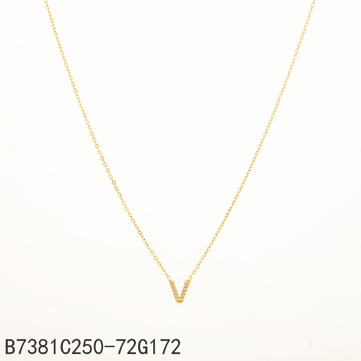 Collar Zirconia blanca Dorado Letra V