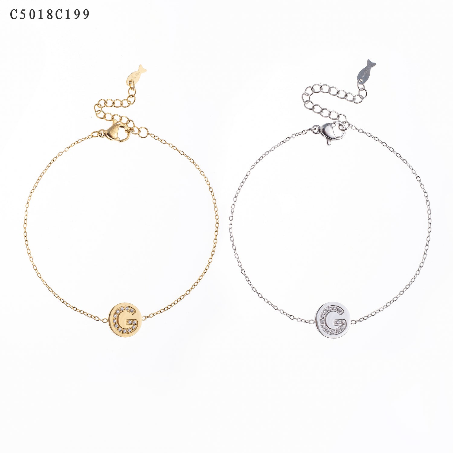 Pulsera con la letra G Oro Grueso 14K