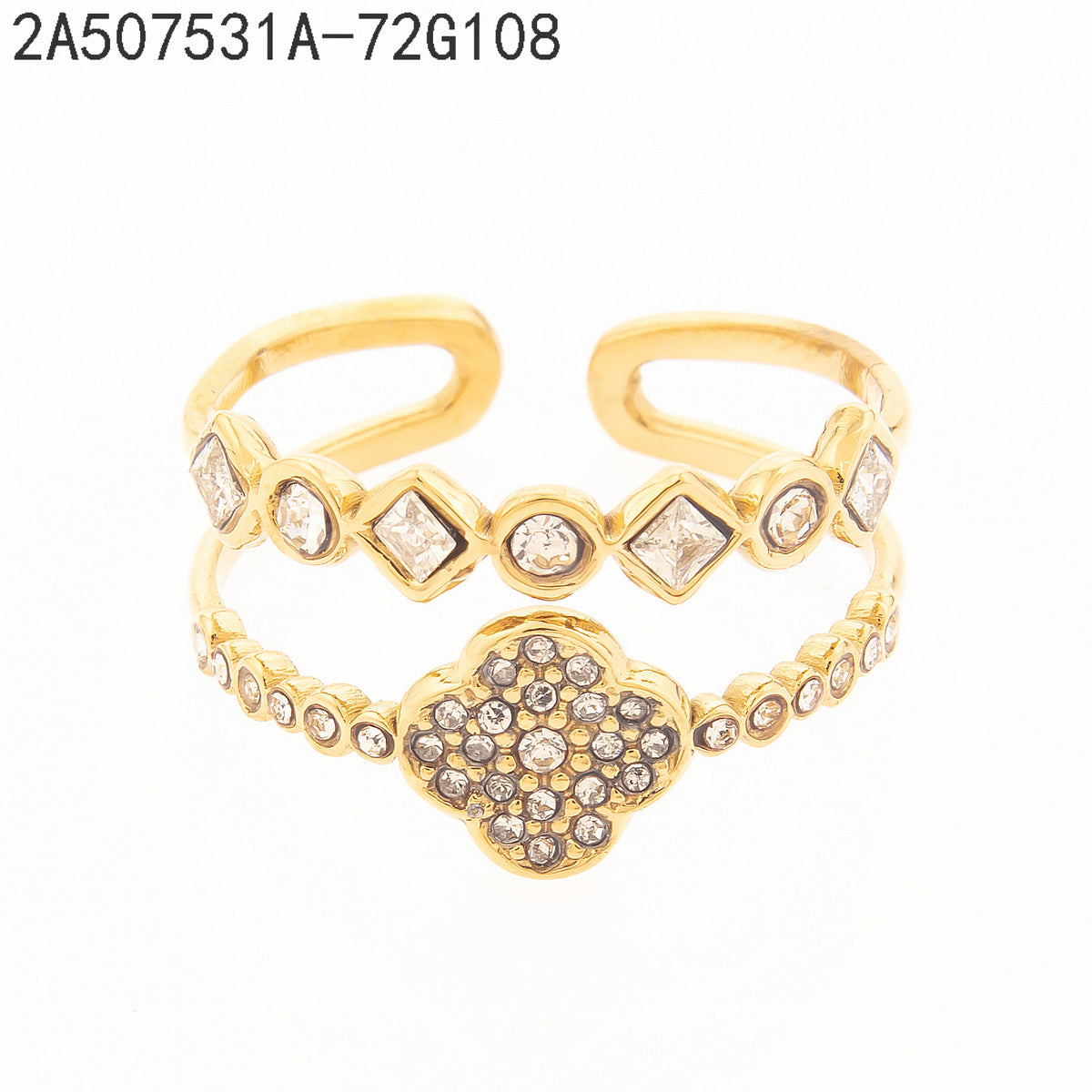 Anillo Zirconia blanca Dorado s variados