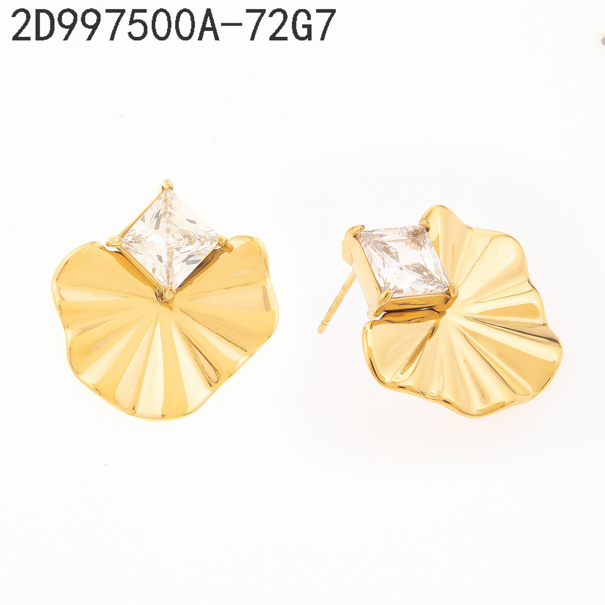 Pendientes Zirconia blanca Dorado Hoja