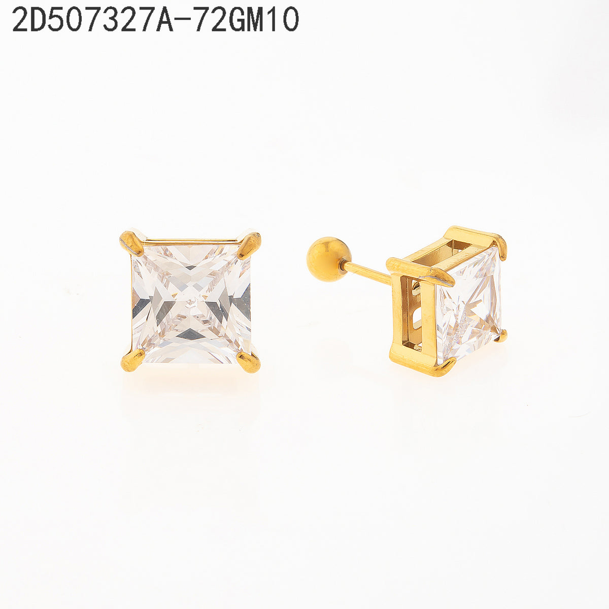 Pendientes Zirconia blanca Dorado  10 Milimetros